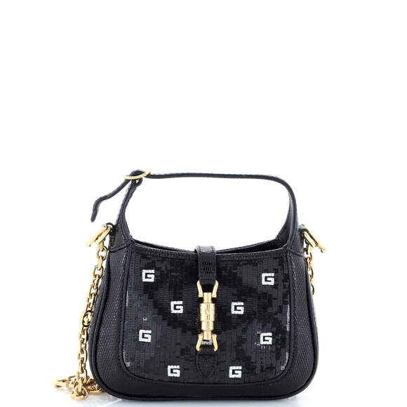 Gucci Jackie Chain Hobo Crystal Gg #183947G33B - Picture 1 of 7